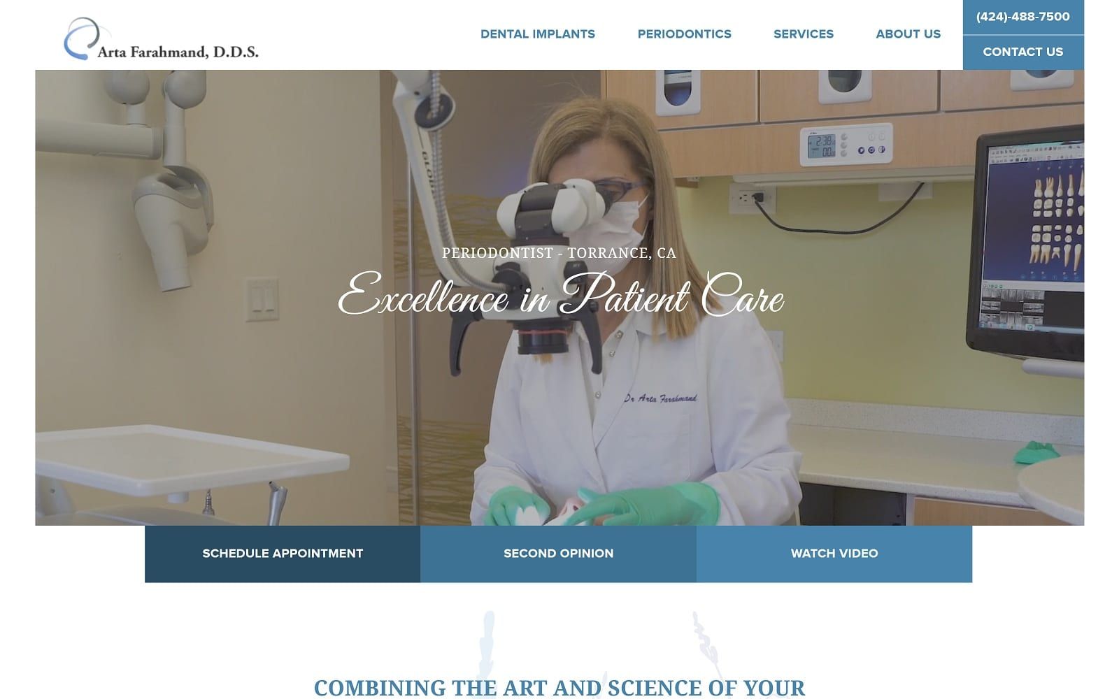 The screenshot of dr. Arta farahmand periodentalimplants. Com website