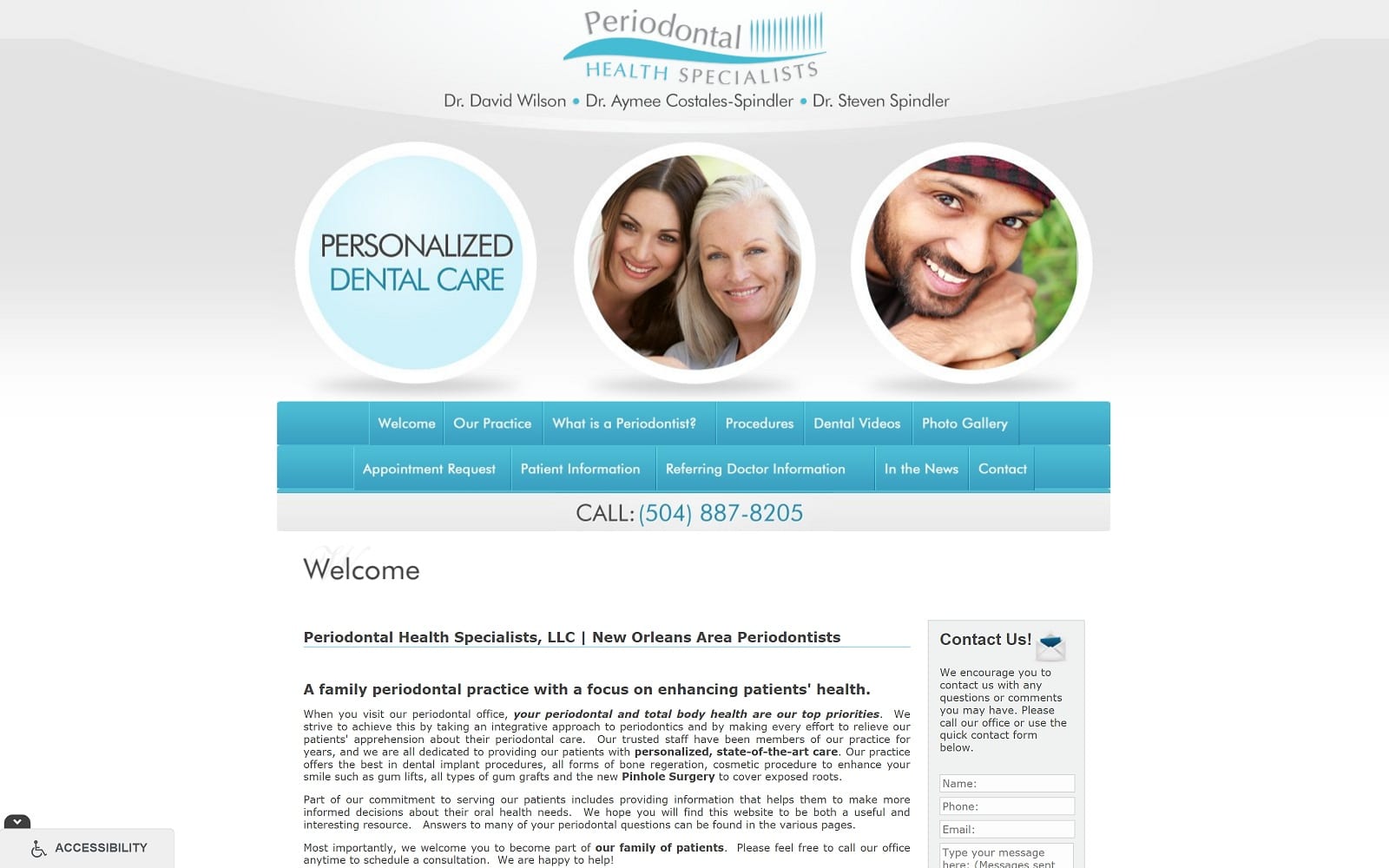 The screenshot of periodontal health specialists, llc periohealthspecialists. Com website