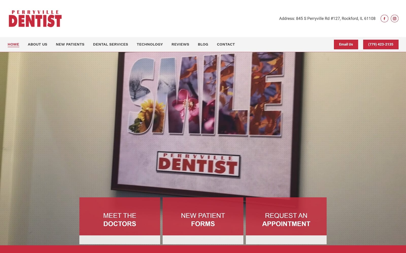 The screenshot of perryville dentist perryvilleroaddentist. Com/rockford/ website