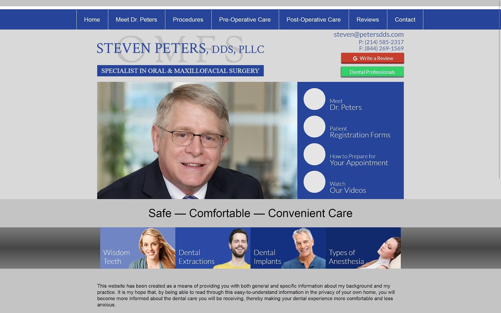 The screenshot of steven peters, dds, pllc petersdds. Com website