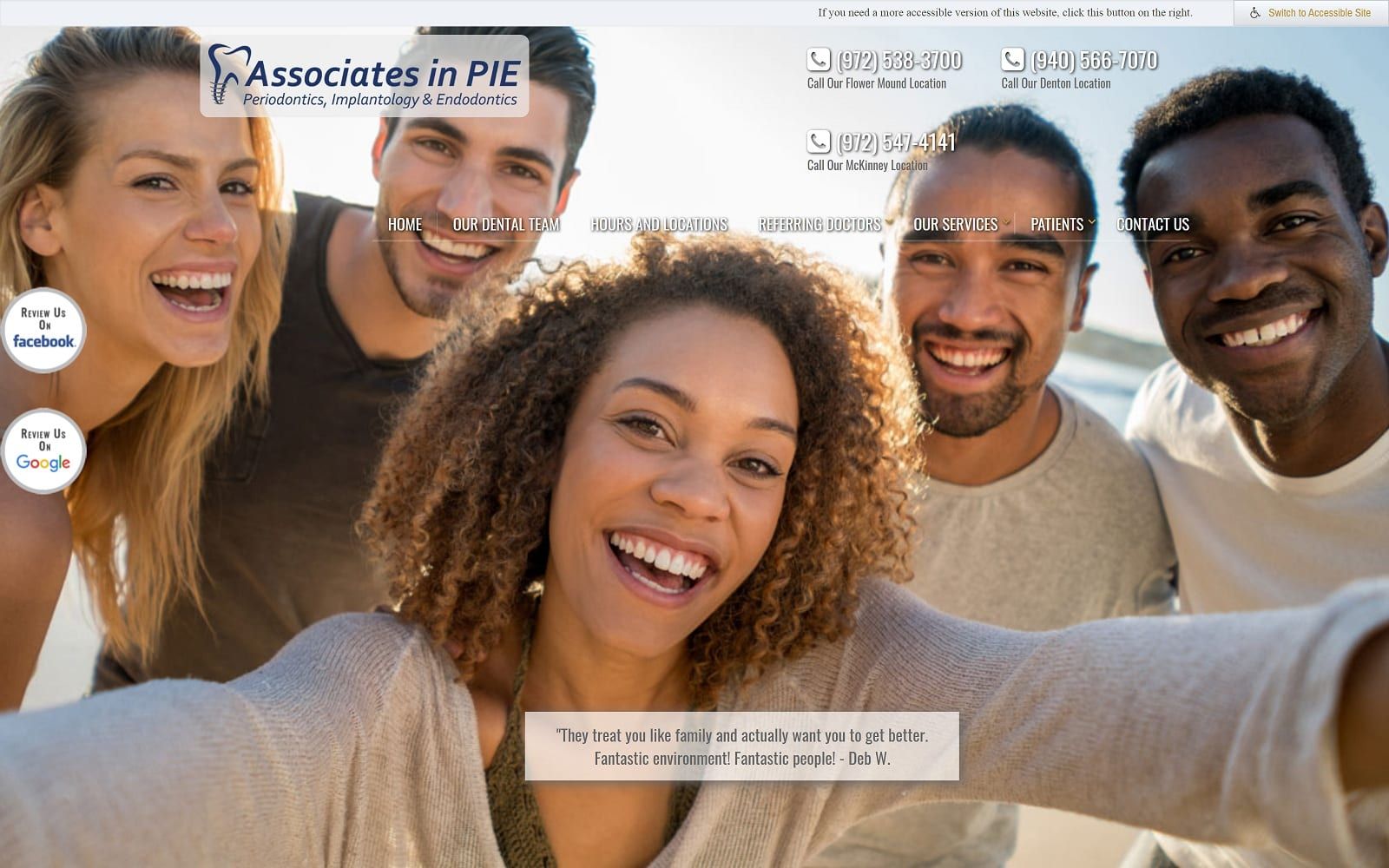 The screenshot of associates in periodontics, implantology & endodontics piedental. Com website