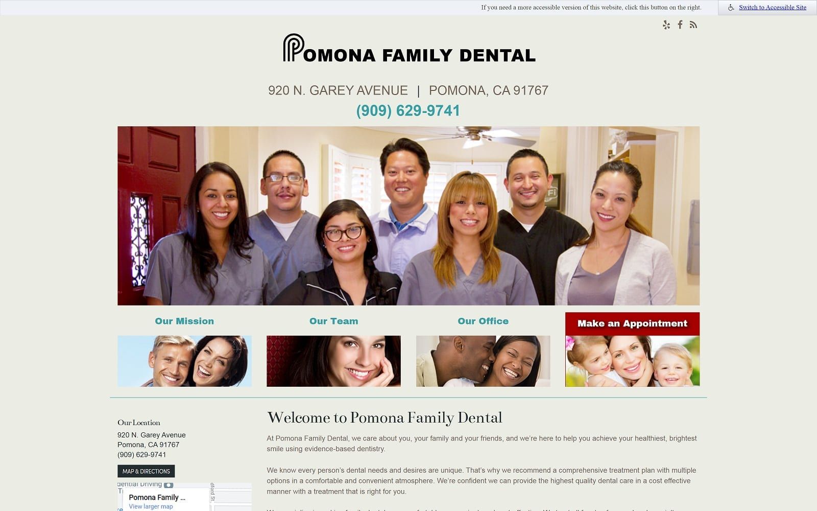 The screenshot of pomona family dental practice of david a. Choi, dds pomonafamilydental. Com website