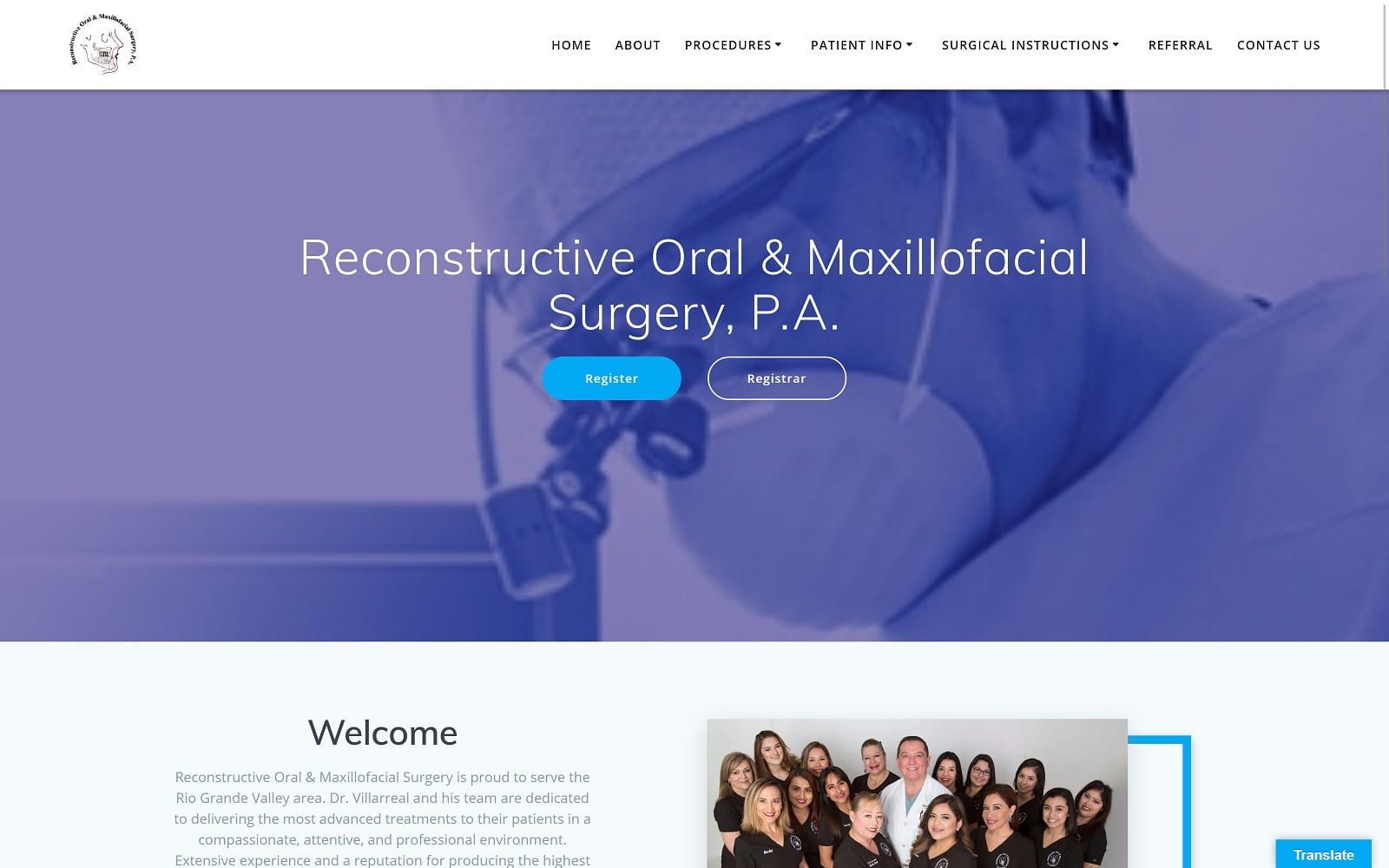 The screenshot of reconstructive oral & maxillofacial surgery reconstructiveoralandmaxillofacial. Com website