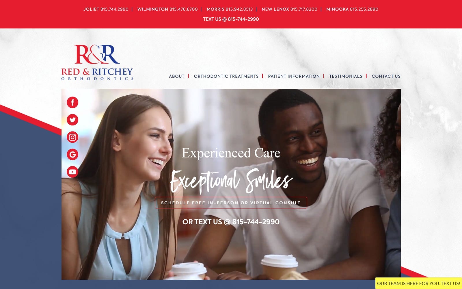 The screenshot of red and ritchey orthodontics redandritcheyortho. Com website