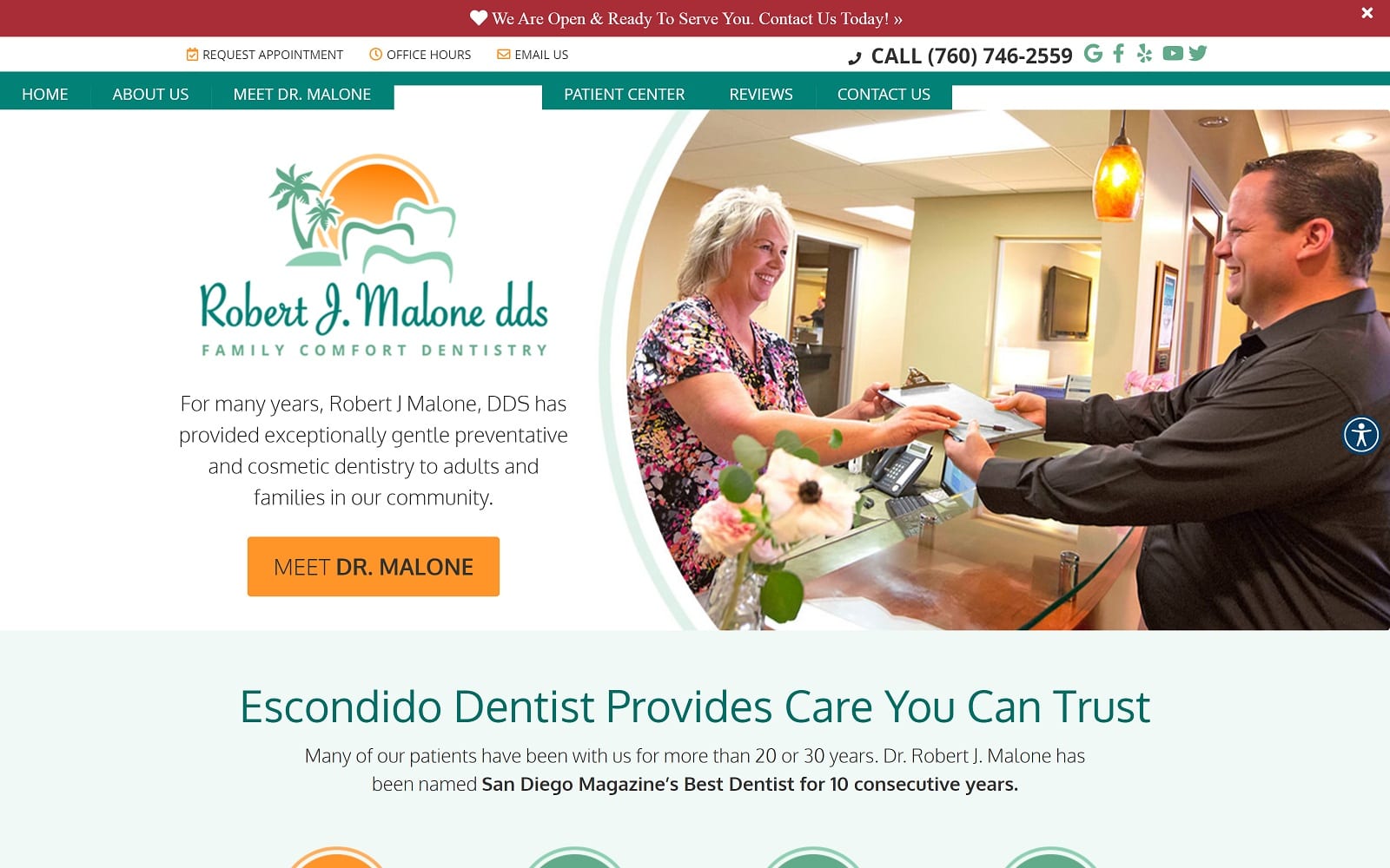 The screenshot of robert j. Malone dds robertjmalonedds. Com website