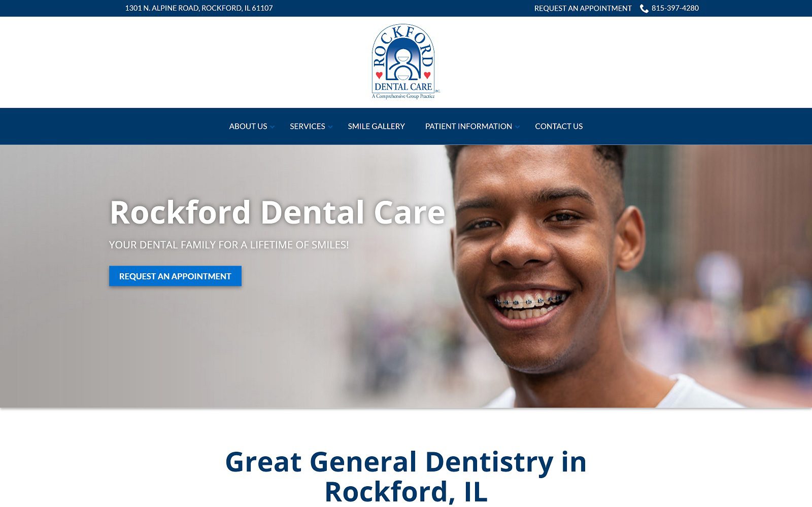 The screenshot of rockford dental care rockforddental. Net website