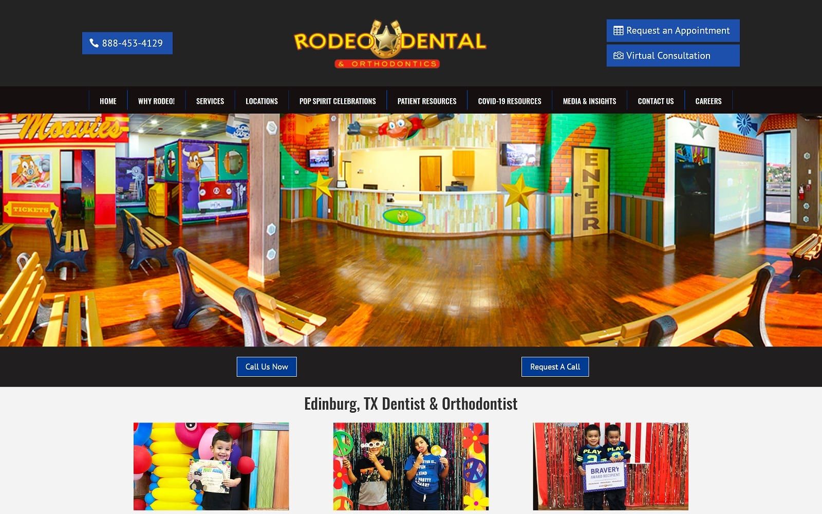 The screenshot of rodeo dental & orthodontics rodeodentaltexas. Com/locations/edinburg-tx website