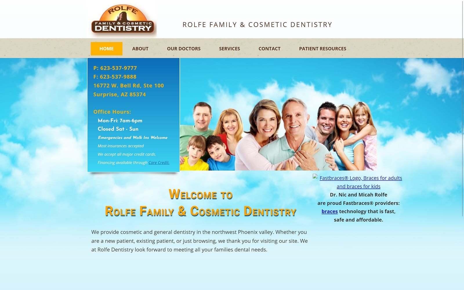 The screenshot of rolfe family and cosmetic dentistry rolfedentistry. Com website