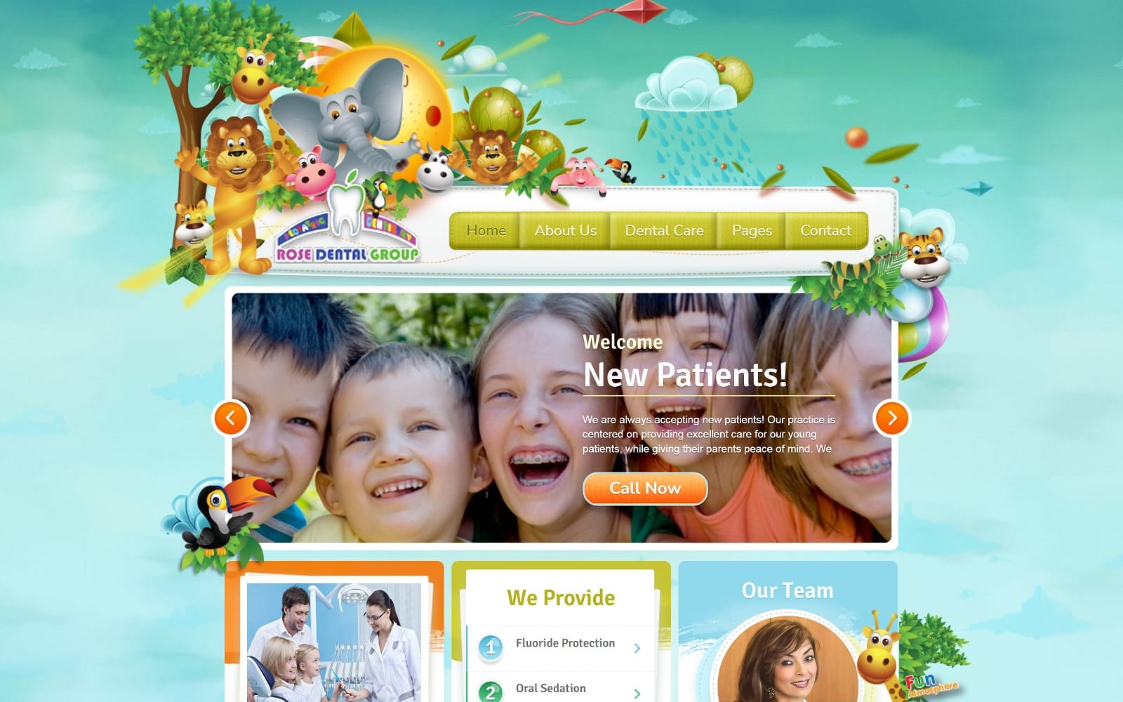 The screenshot of rose dental group & pediatric dentistry rosedentalgroups. Com website