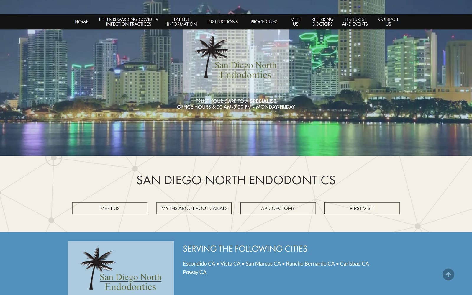 The screenshot of san diego north endodontics sandiegonorthendodontics. Com dr. Matthew chesler website