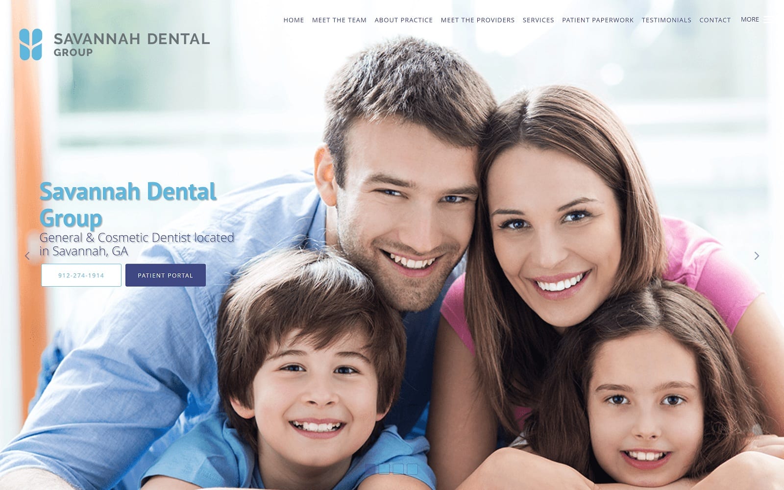 The screenshot of savannah dental group: christian patti, dmd savannahdentalgroup. Com website