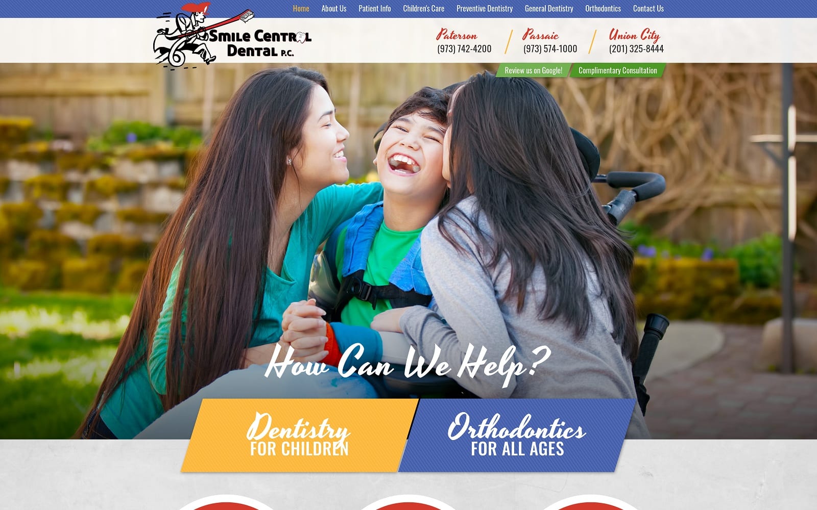 The screenshot of smile central dental scdnj. Com website