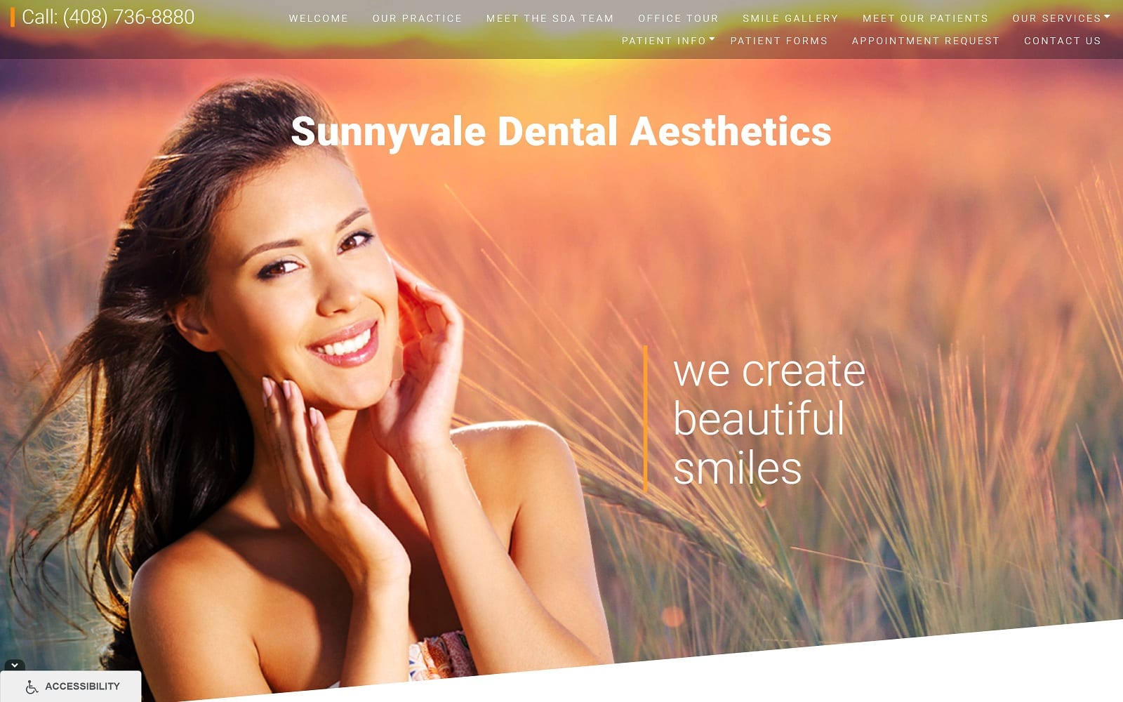 The screenshot of sunnyvale dental aesthetics sdasmiles. Com website