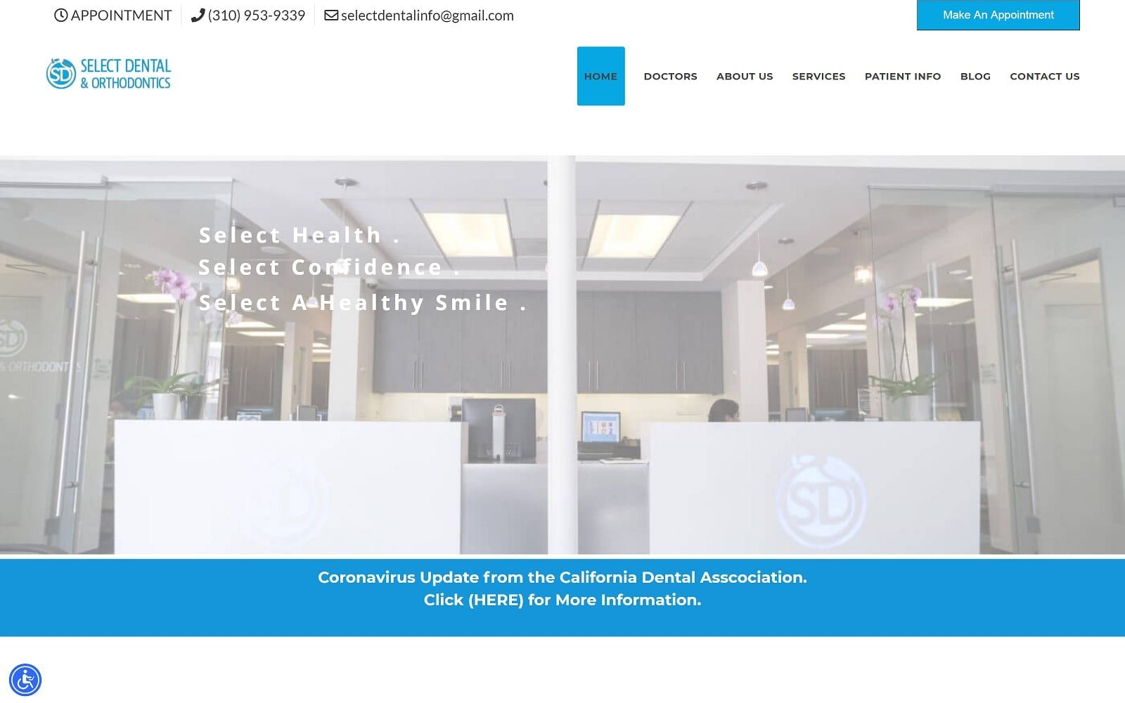 The screenshot of select dental group & orthodontics selectdentaloffice. Com website