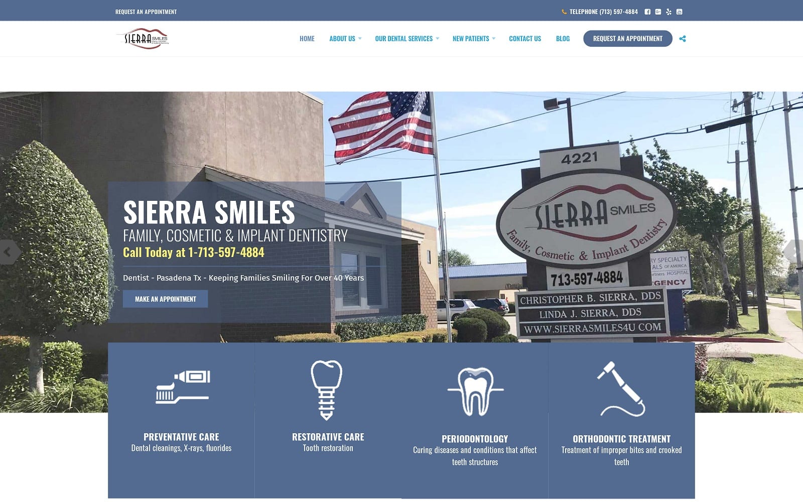 The screenshot of sierra smiles family, cosmetic & implant dentistry sierrasmiles4u. Com website