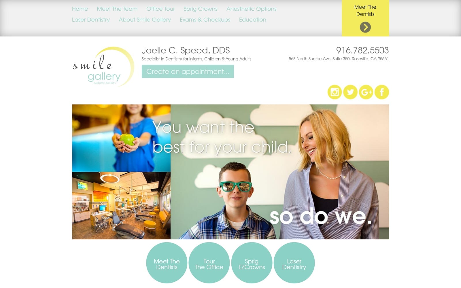 The screenshot of joelle c speed, dds smilegallerykidsdds. Com website