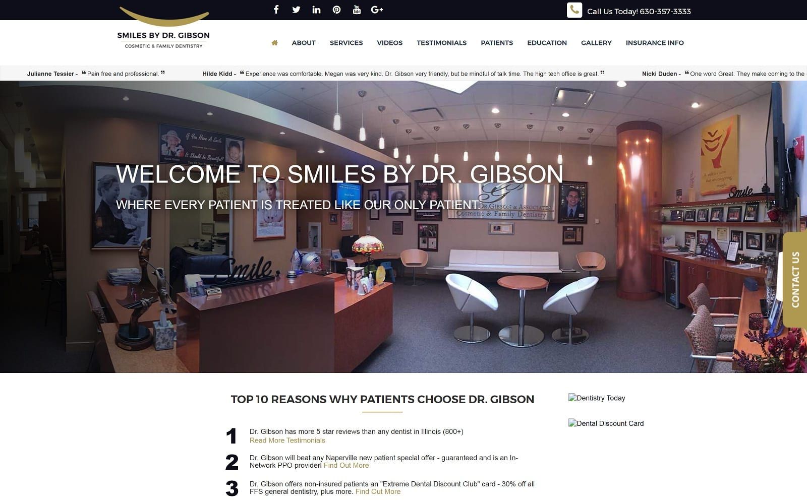 The screenshot of smiles by dr. Gibson & associates - promenade dental smilesbygibsondmd. Com website