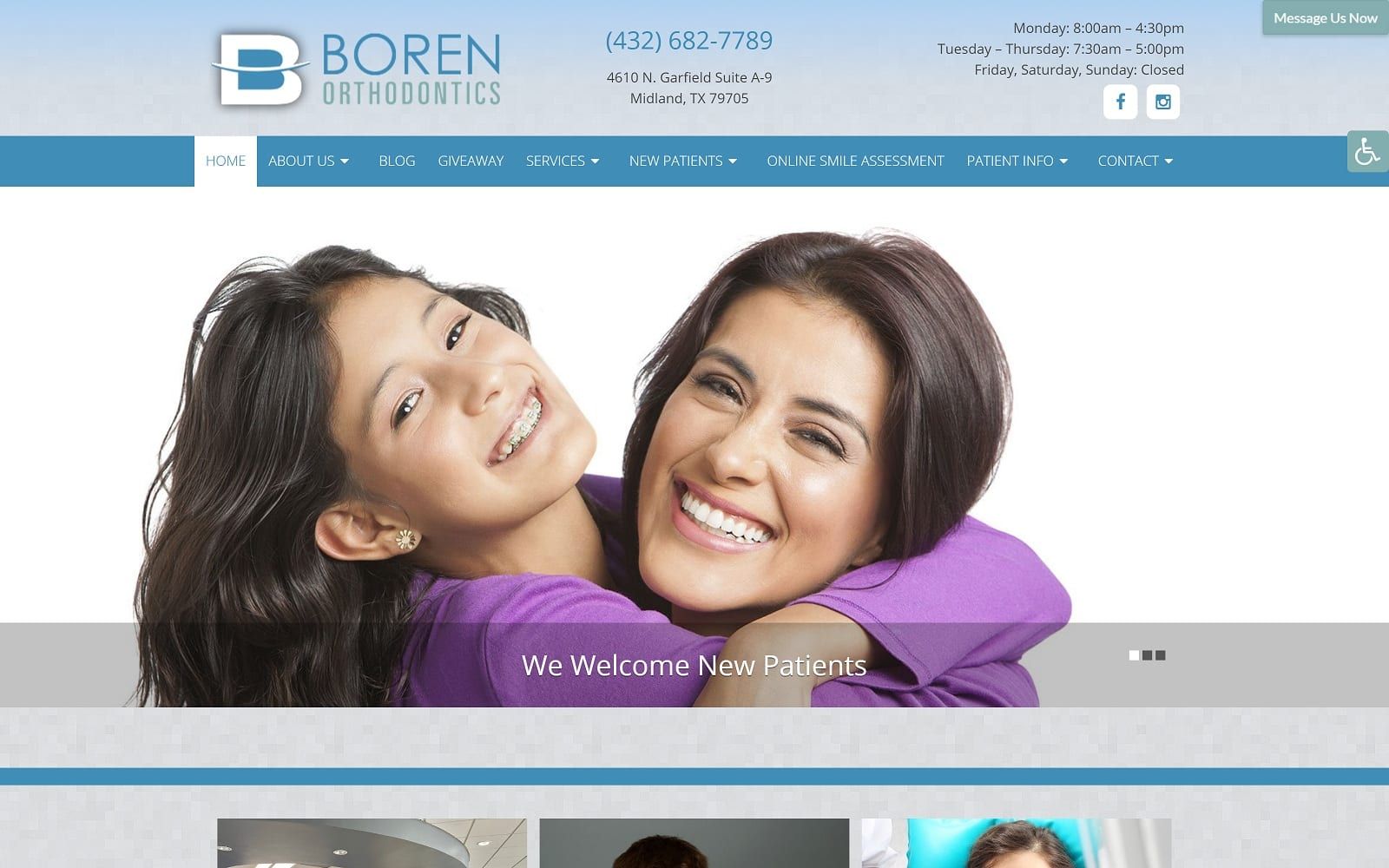 The screenshot of boren orthodontics smilesrus. Org website