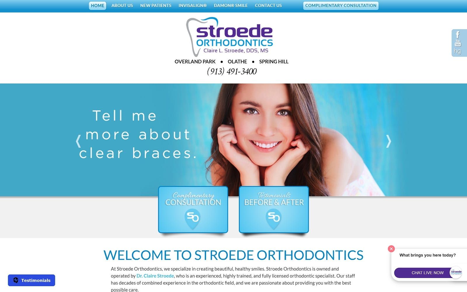 The screenshot of stroede orthodontics - olathe office stroedeortho. Com dr. Claire stroede website