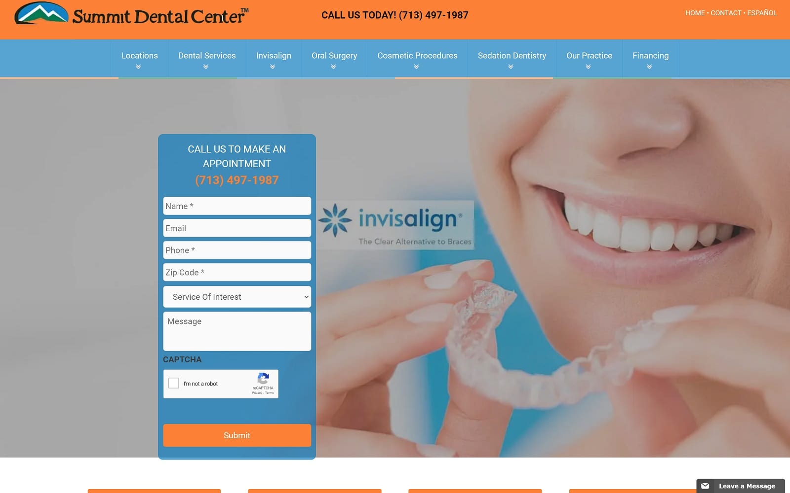 The screenshot of summit dental center summitdentalcenter. Com website