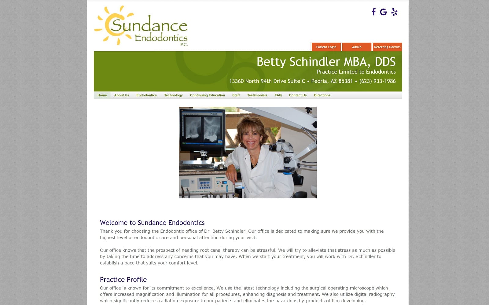 The screenshot of sundance endodontics sundanceendo. Com dr. Betty schindler website