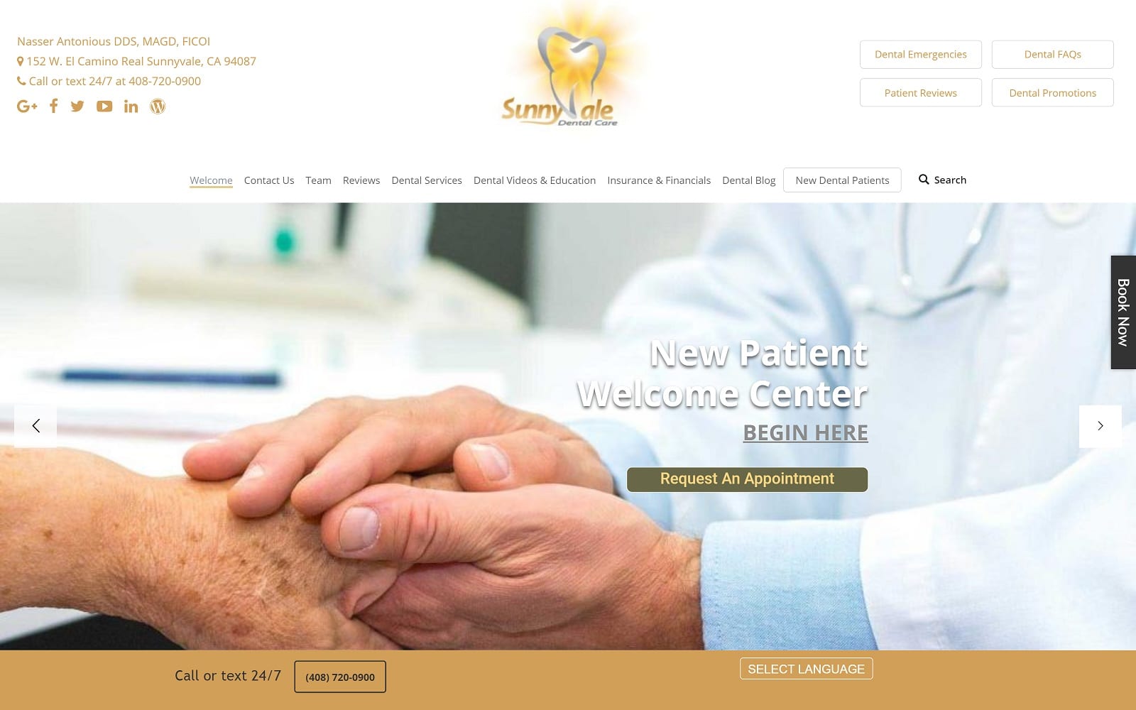 The screenshot of sunnyvale dental care sunnyvaledentalcare. Net website