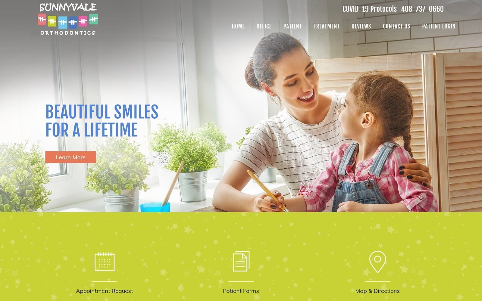 The screenshot of sunnyvale orthodontics sunnyvaleorthodontics. Com website