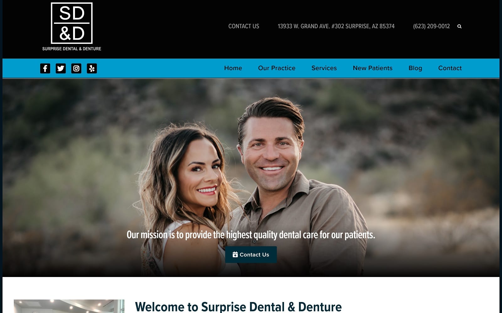 The screenshot of surprise dental & denture surprisedental. Com dr. Jason melashenko website