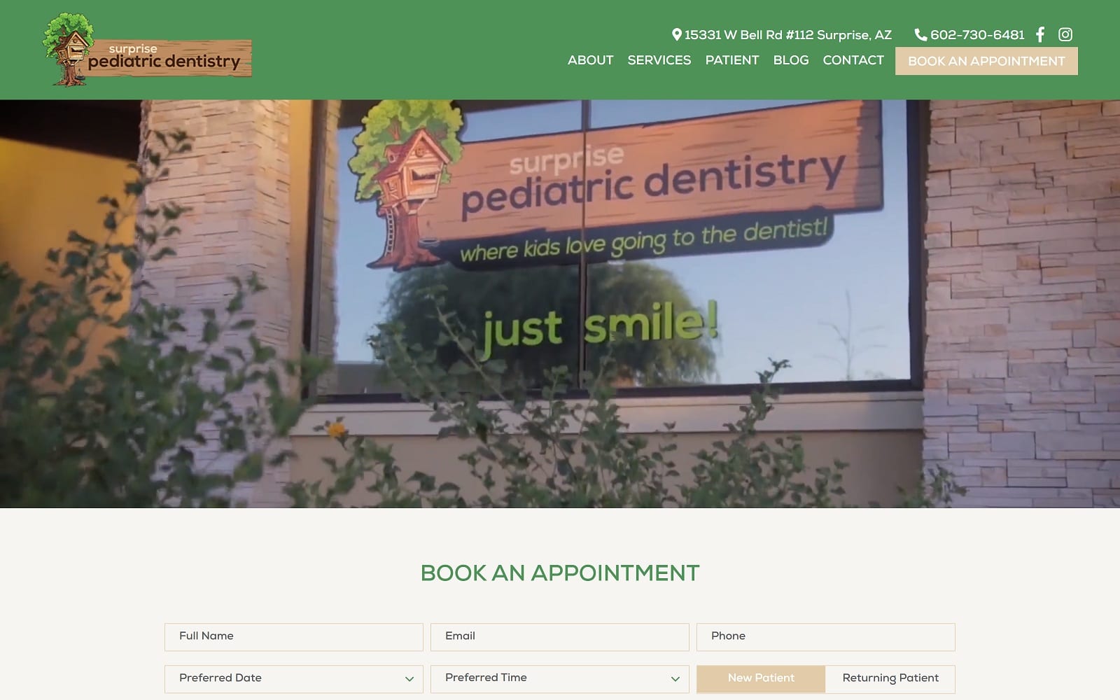 The screenshot of surprise pediatric dentistry surprisepd. Com website