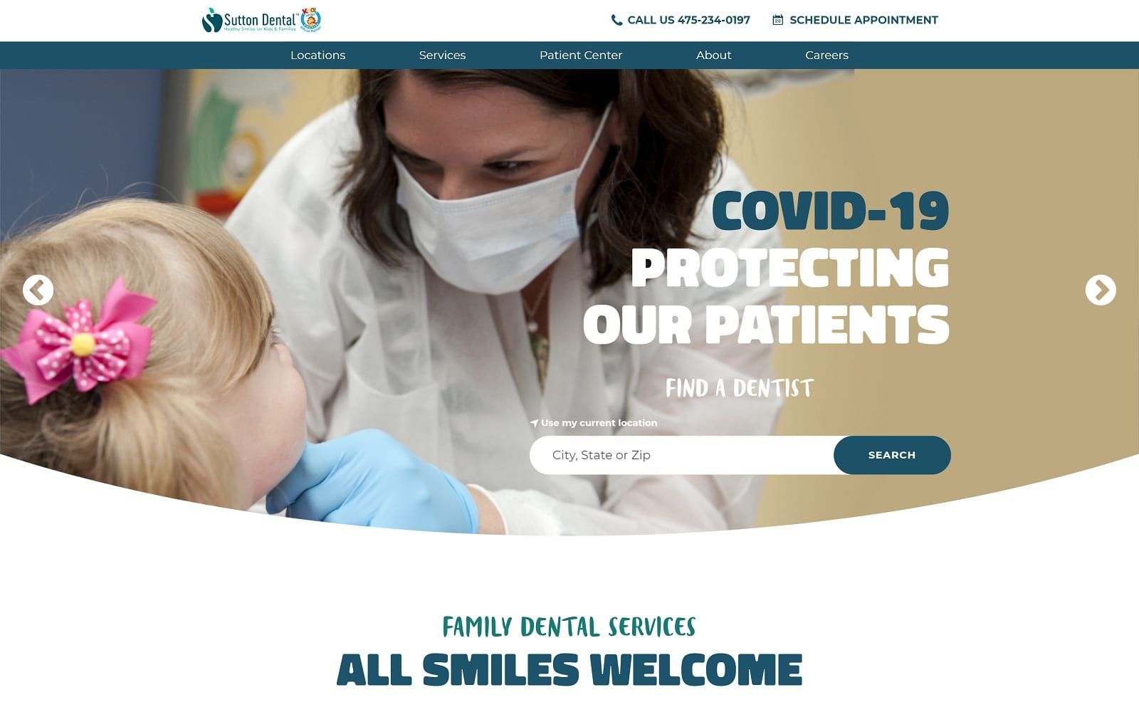 The screenshot of sutton dental and braces suttondentalgroup. Com website