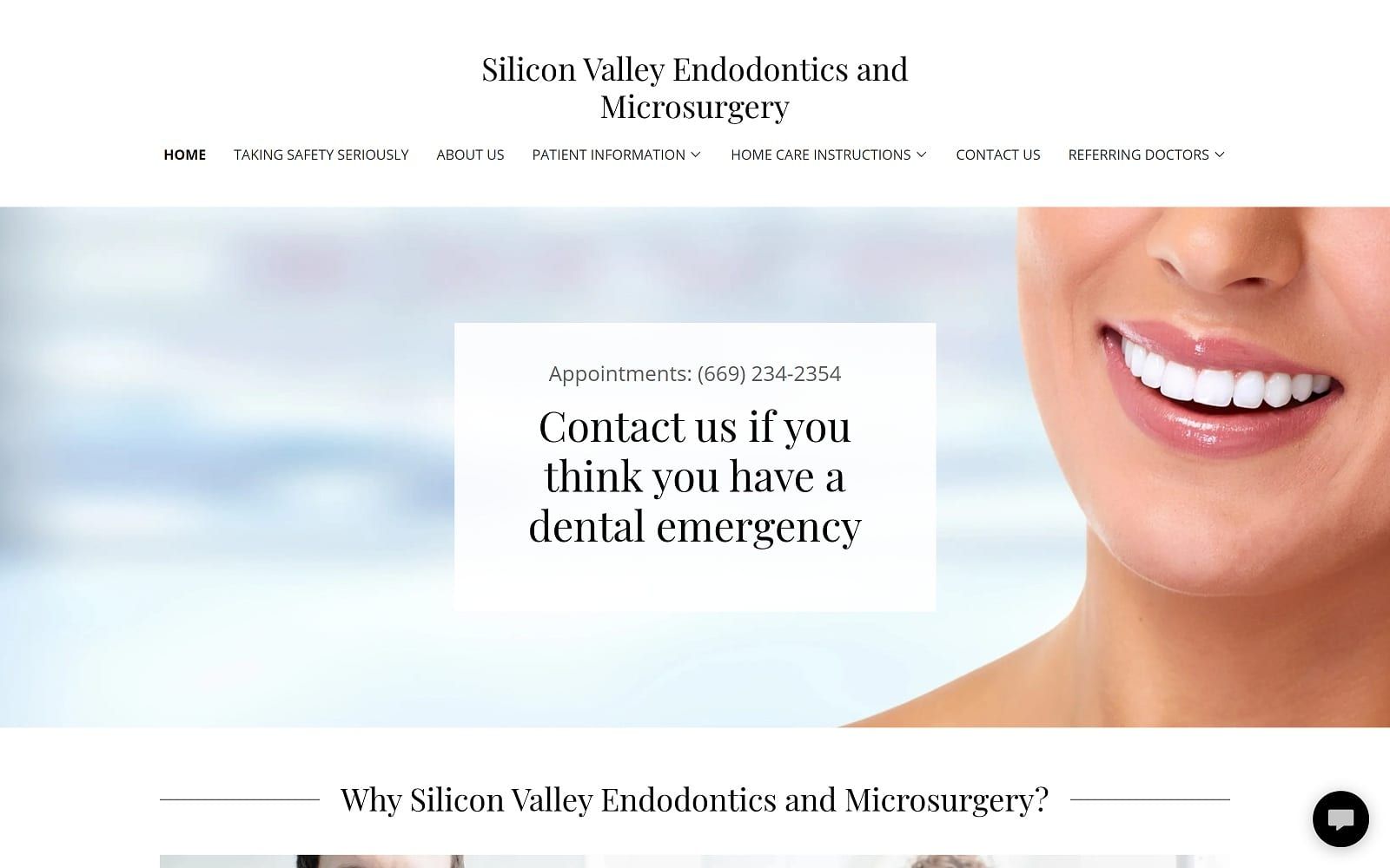 The screenshot of silicon valley endodontics and microsurgery svendodontics. Com website