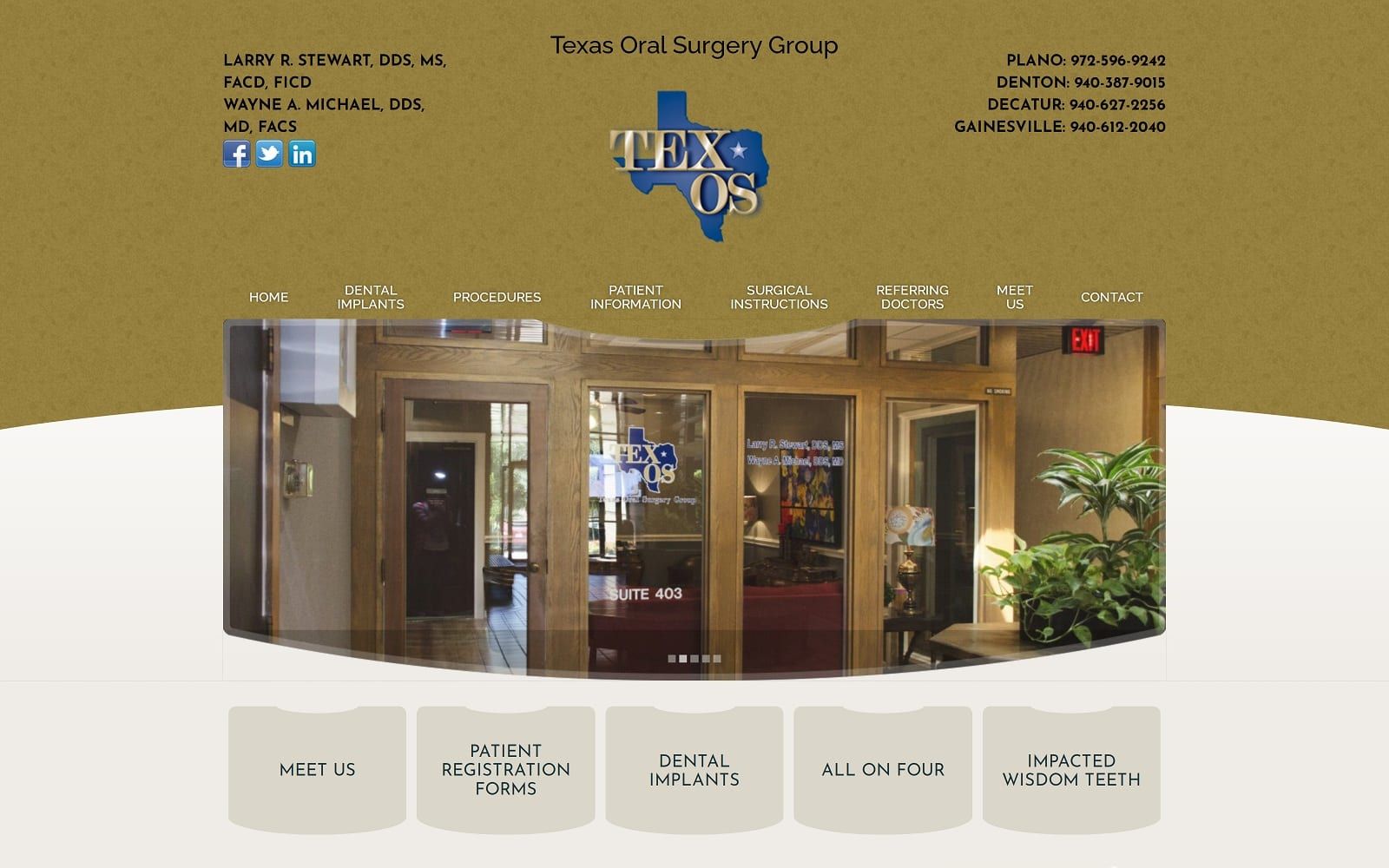 The screenshot of texas oral surgery group - denton dental implants texasoralsurgerygroup. Com website