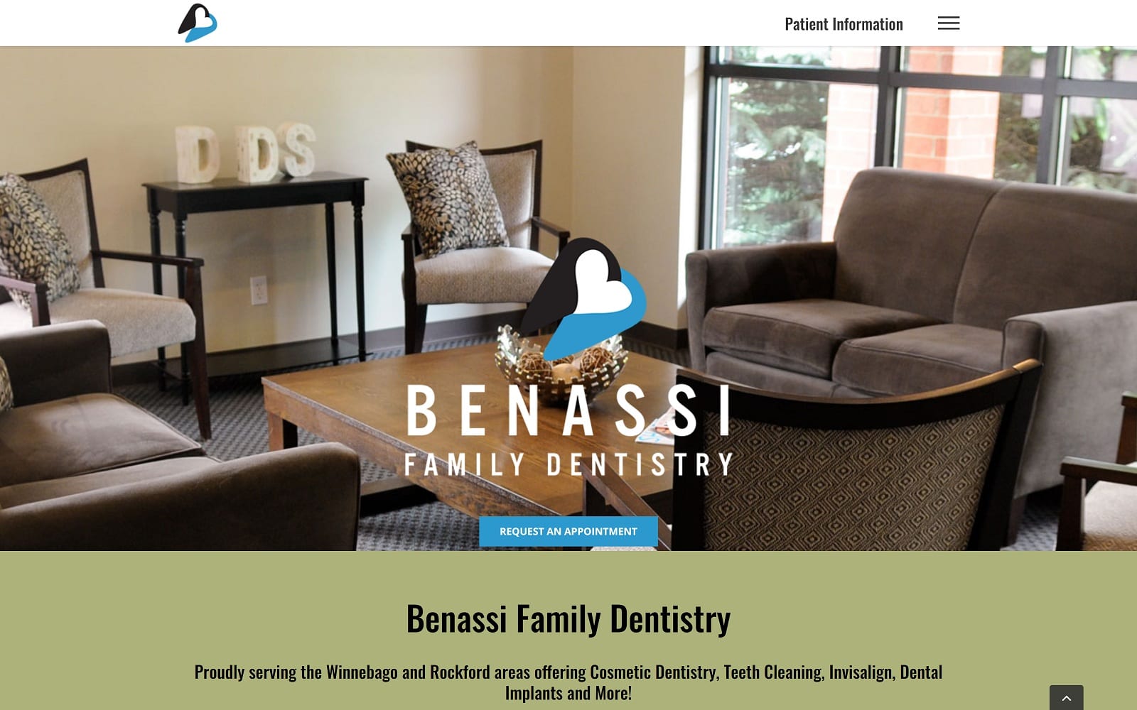 The screenshot of benassi family dentistry therockforddentist. Com website