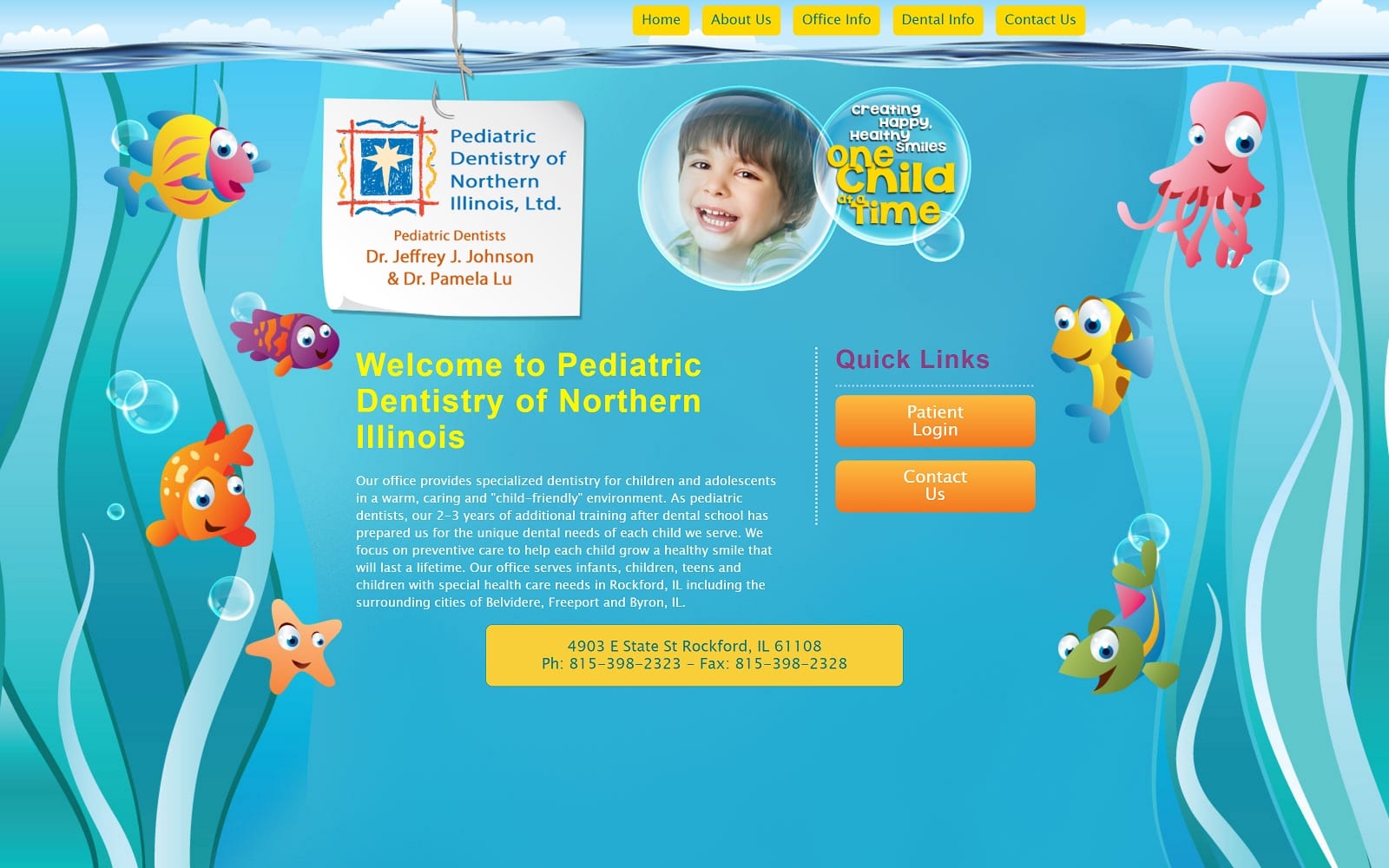 The screenshot of pediatric dentistry-northern il: johnson jeffrey j thesmiledoc4kids. Com website