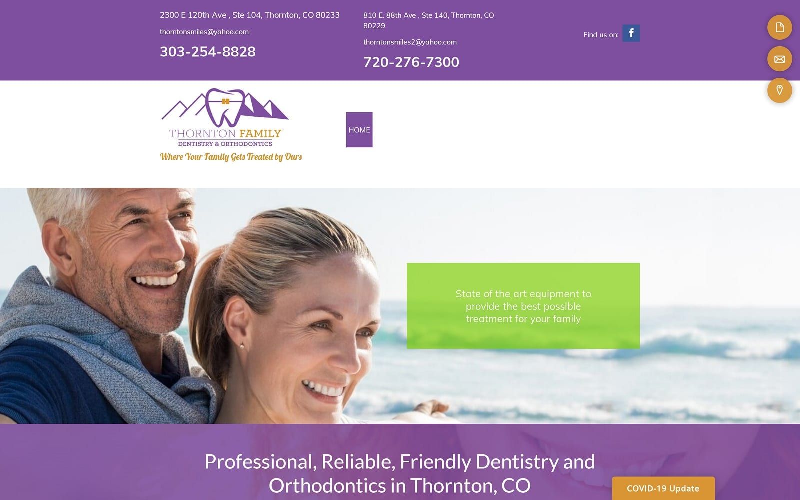 The screenshot of thornton family dentistry & orthodontics thorntonfamilydentistry. Com website