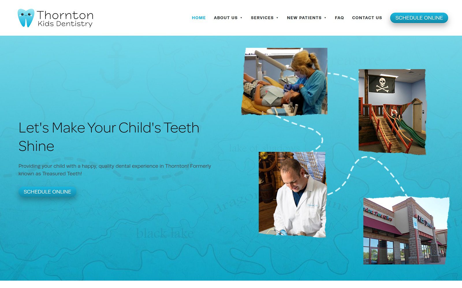 The screenshot of thornton kids dentistry thorntonkidsdentistry. Com dr. Derren e. Tippets website