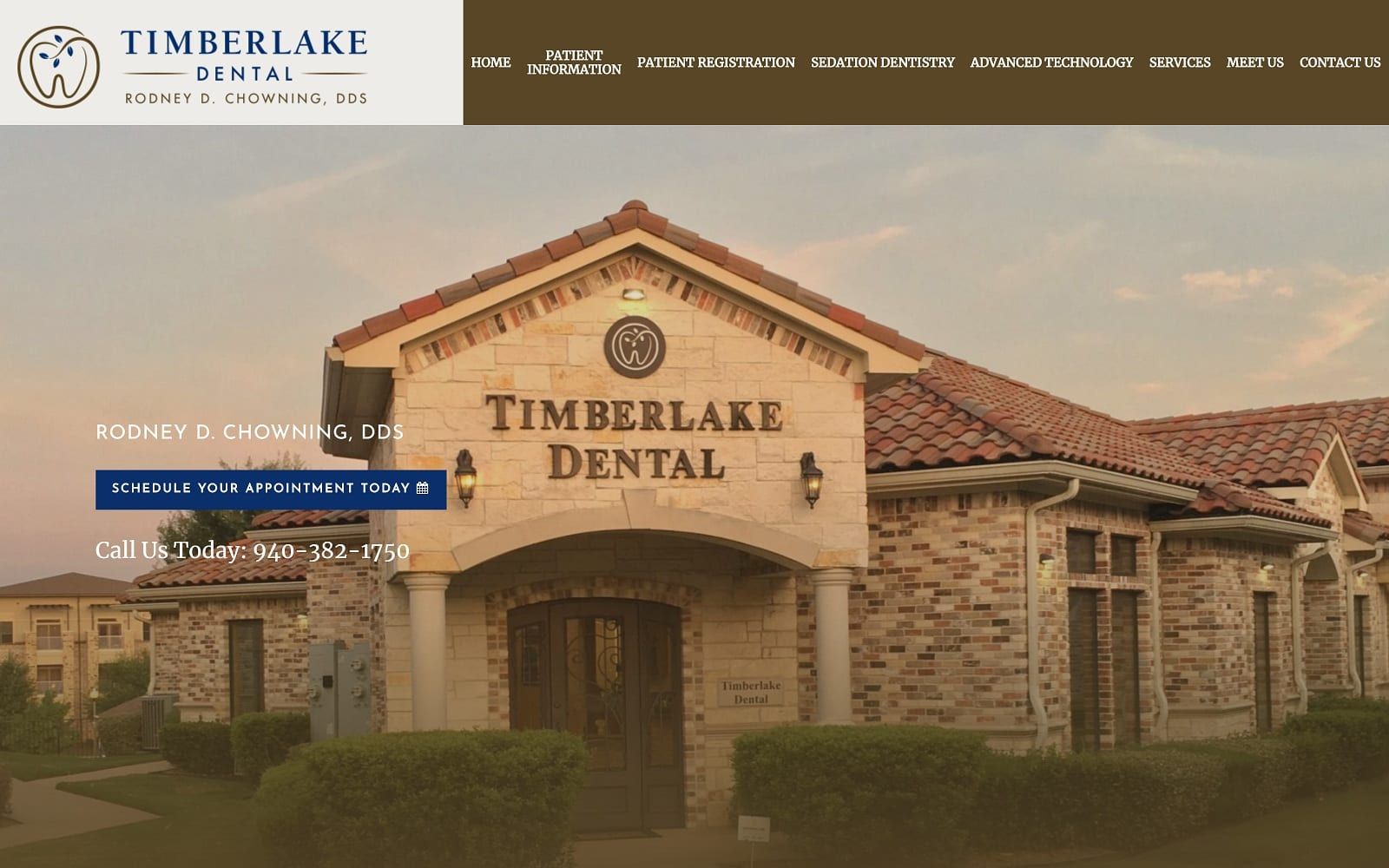 The screenshot of timberlake dental timberlakedental. Com dr. Rodney d. Chowning website