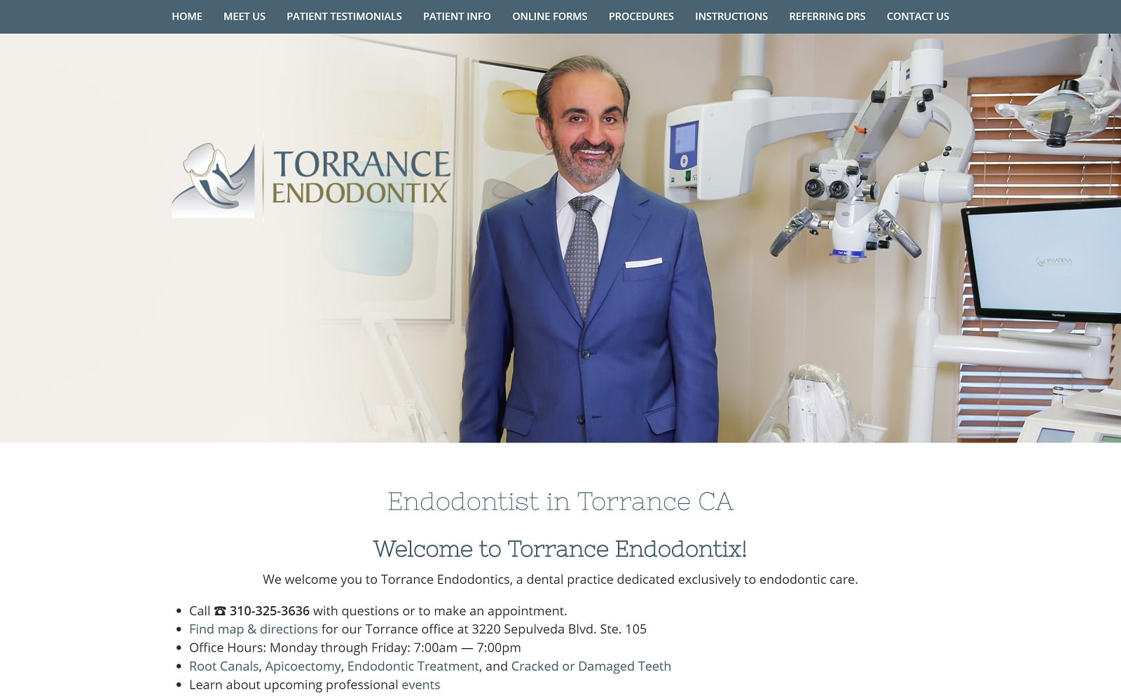 The screenshot of torrance endodontix torranceendodontix. Com website