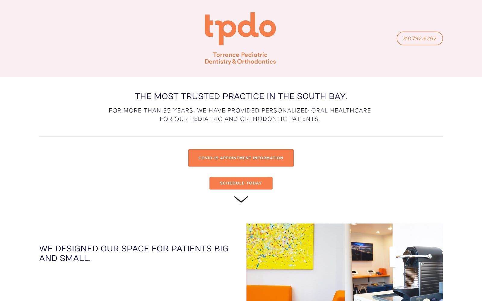 The screenshot of torrance pediatric dentistry and orthodontics torrpdo. Com website