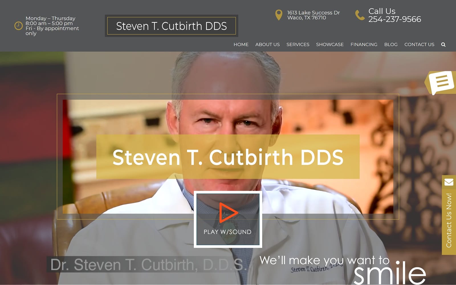 The screenshot of steven t. Cutbirth dds wacosedationdentist. Com website