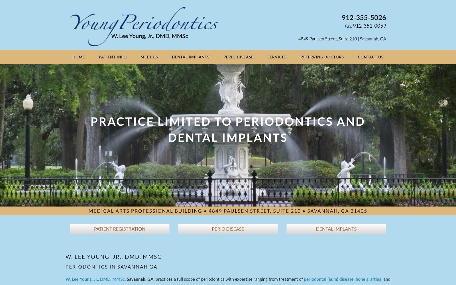 The screenshot of w. Lee young, jr. , dmd, mmsc youngperiodontics. Com website