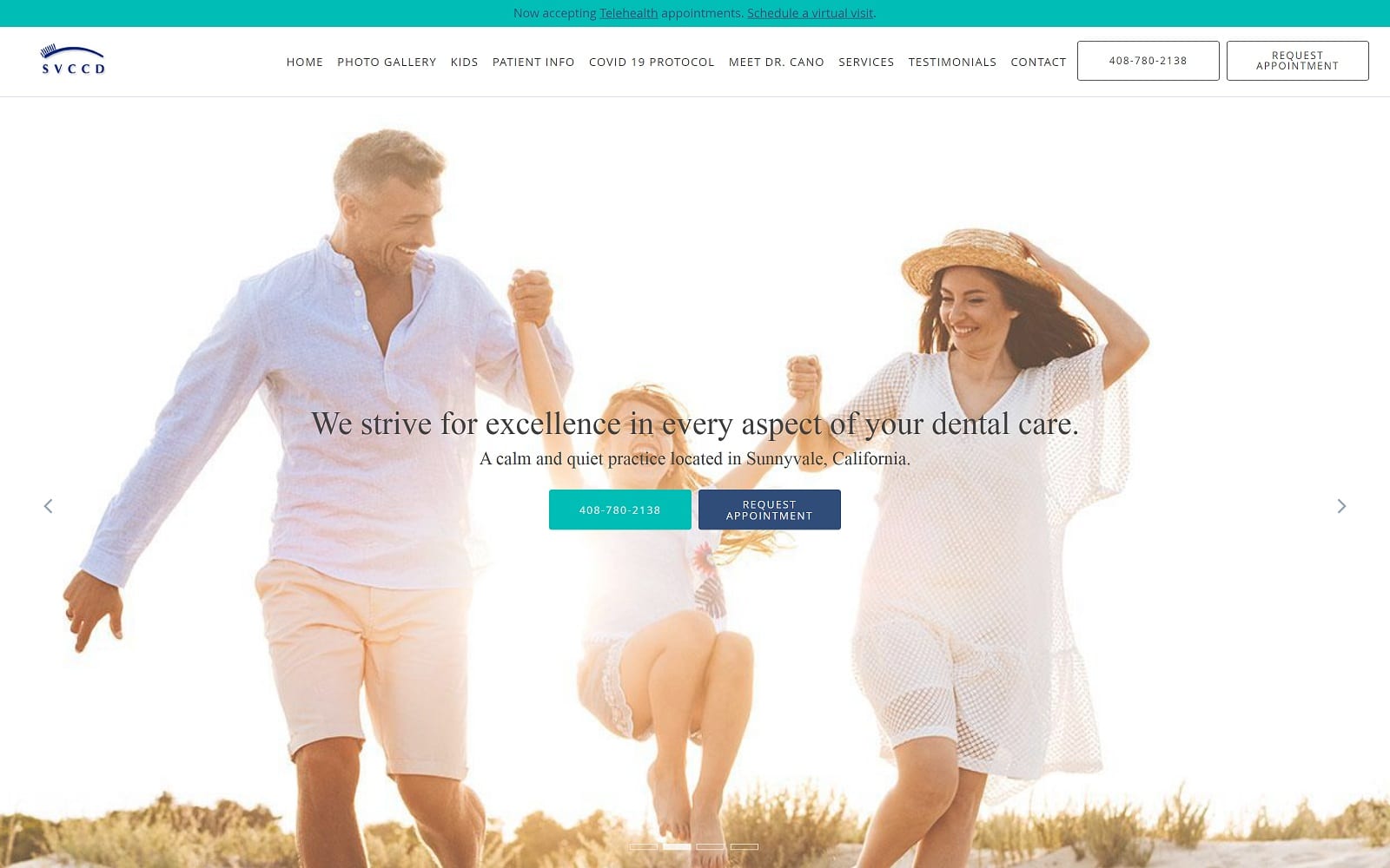 The screenshot of silicon valley center for cosmetic dentistry: gabriel cano, dds yournewsmile. Com website