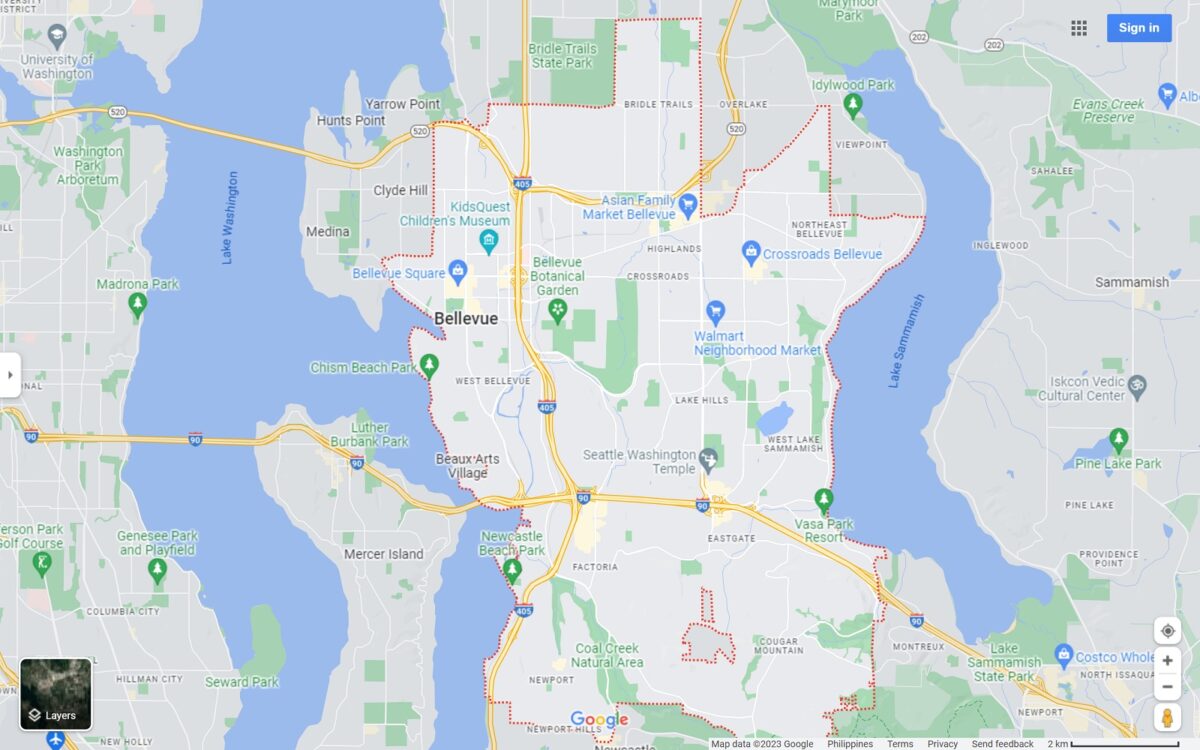 Bellevue WA map