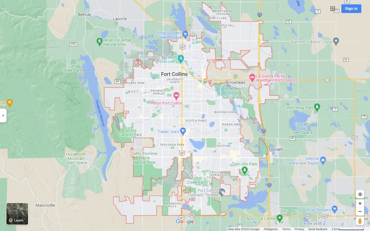 Fort Collins CO map