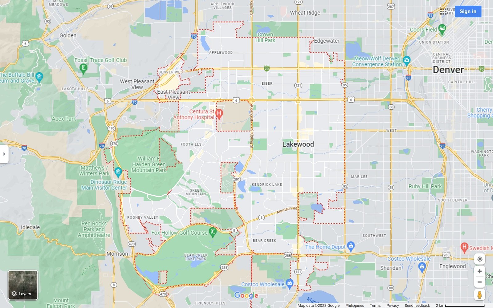 Lakewood CO map