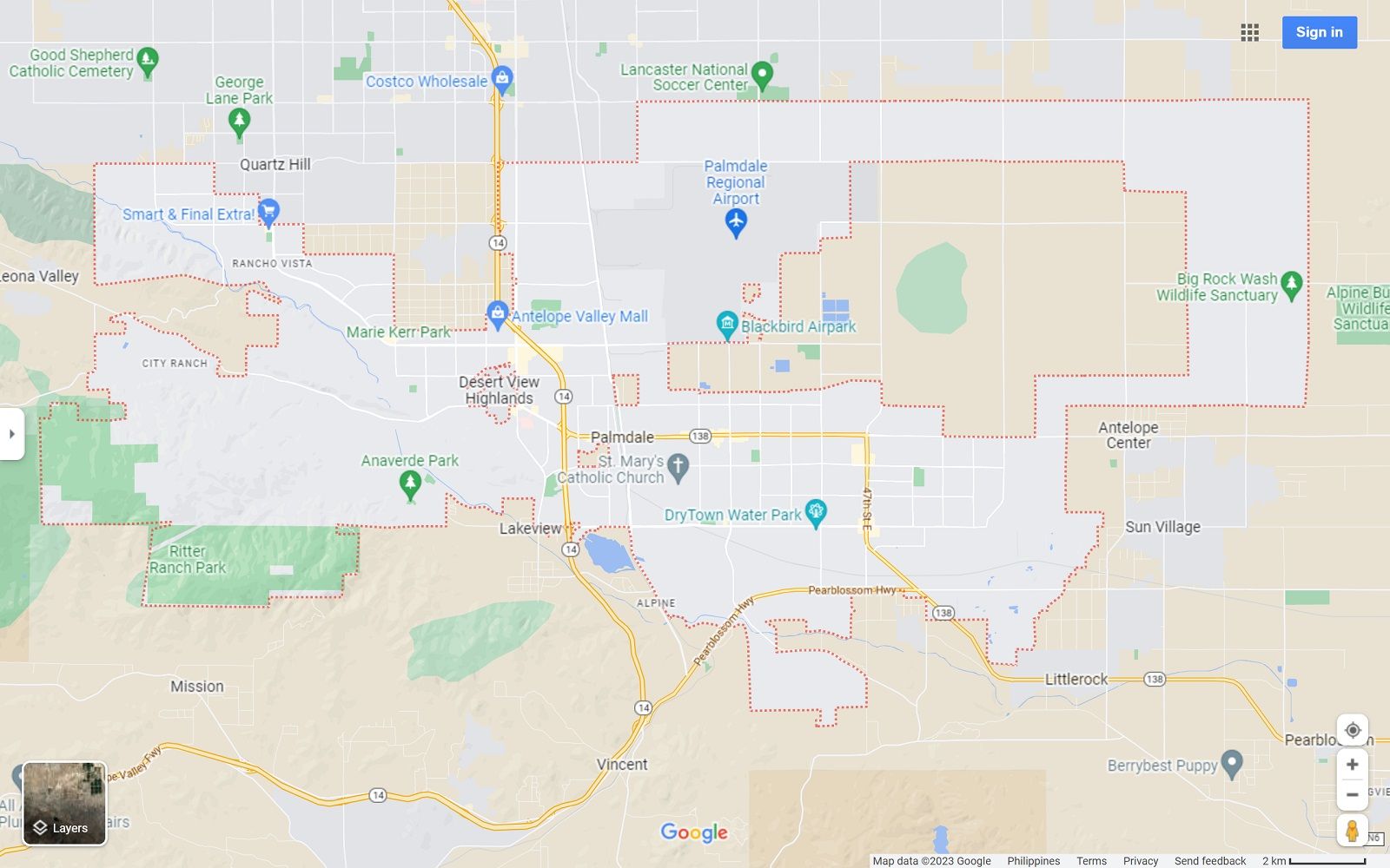 Palmdale CA map