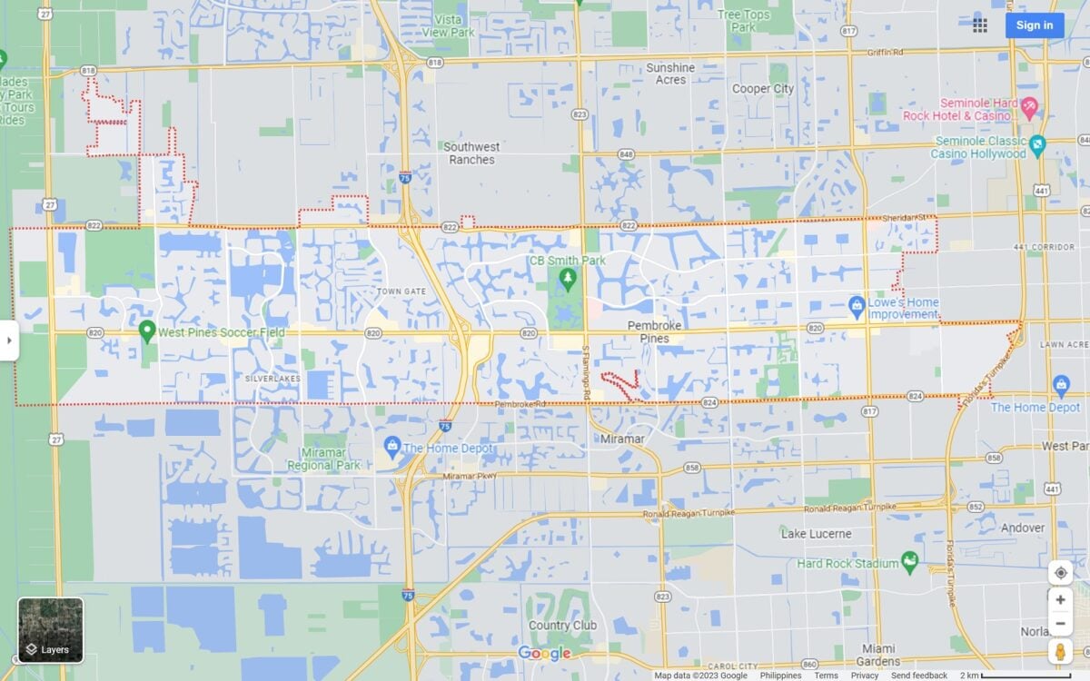 Pembroke Pines FL map