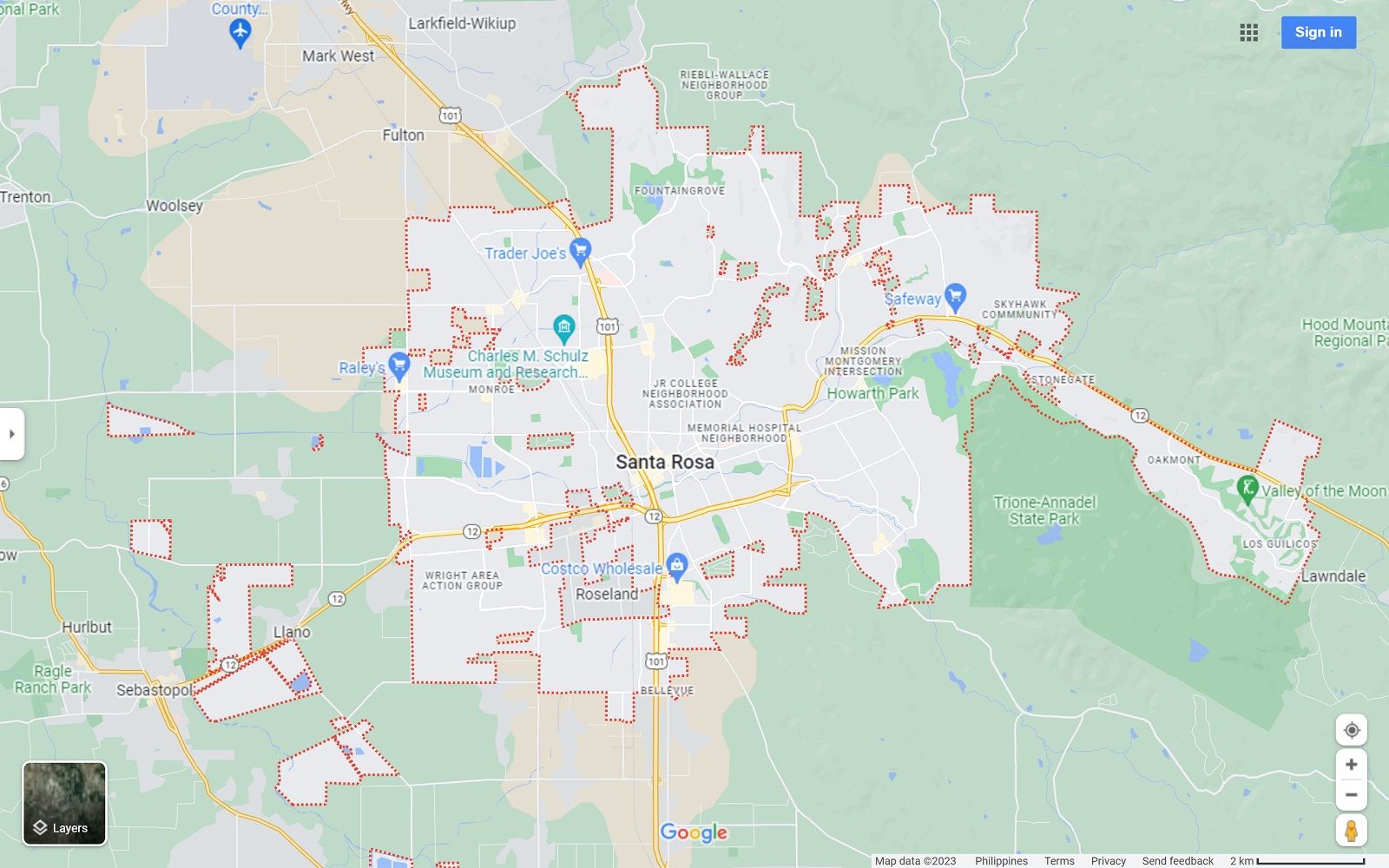 Santa Rosa CA map
