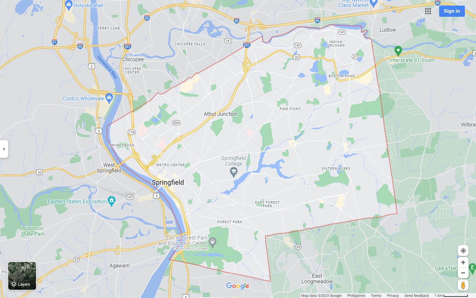 Springfield, MA map