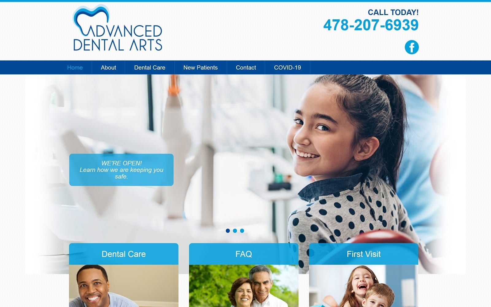 The screenshot of advanced dental arts, llc adamacon. Com website